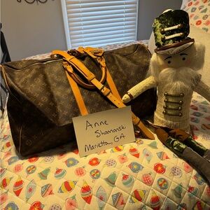 Louis Vuitton Monogram Keepall 60 Bandouliere Duffel Bag